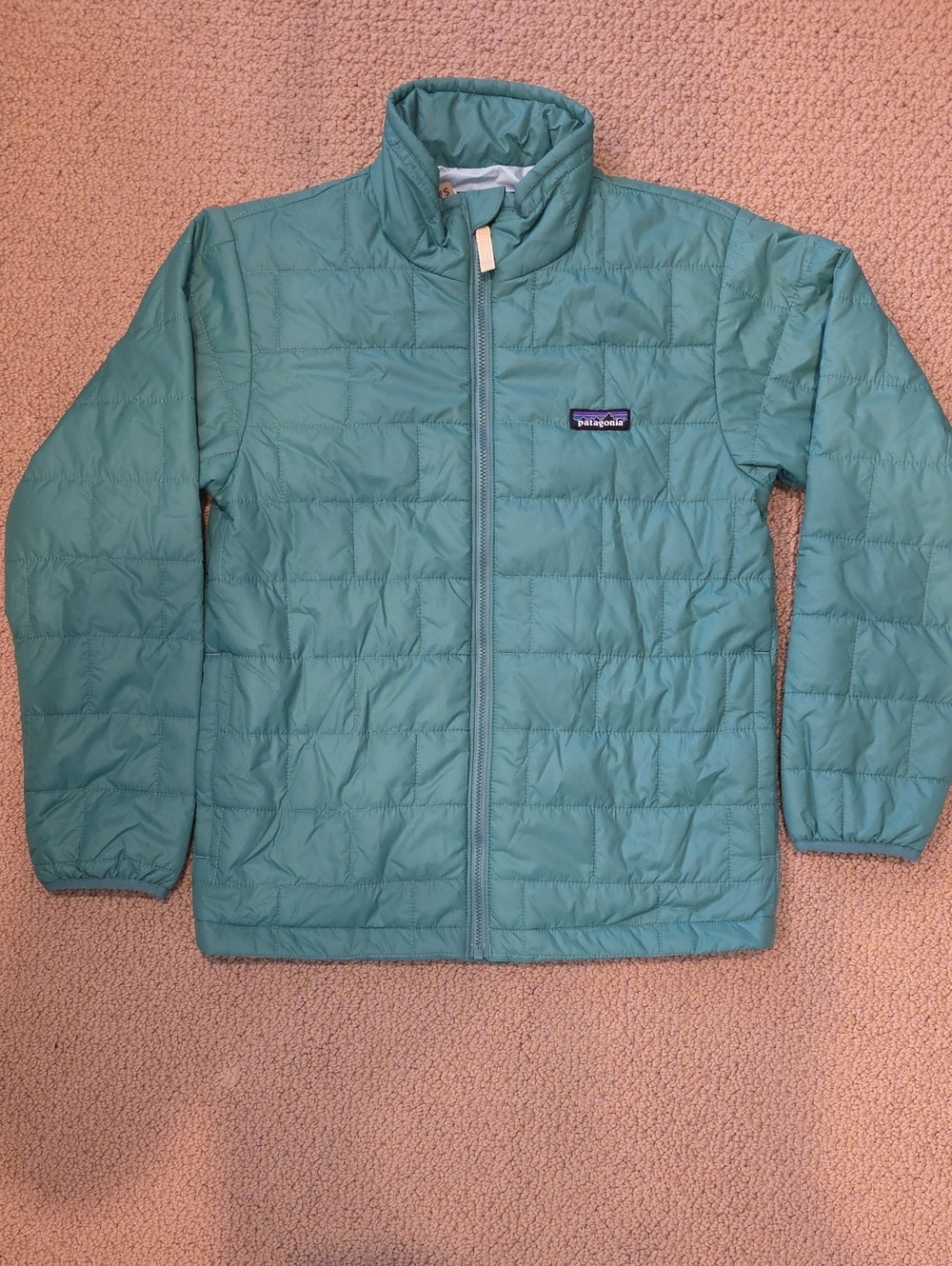 NWT, Patagonia Kids Nano Puff Brick Jacket, Size Medium, Color Heartleaf Green